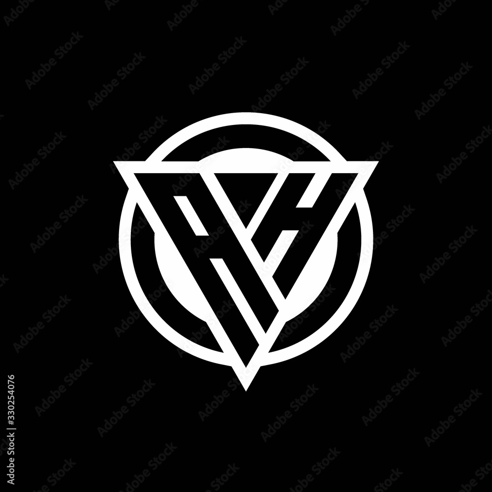 AH logo with negative space triangle shape and circle rounded AH logo with negative space triangle shape and circle rounded