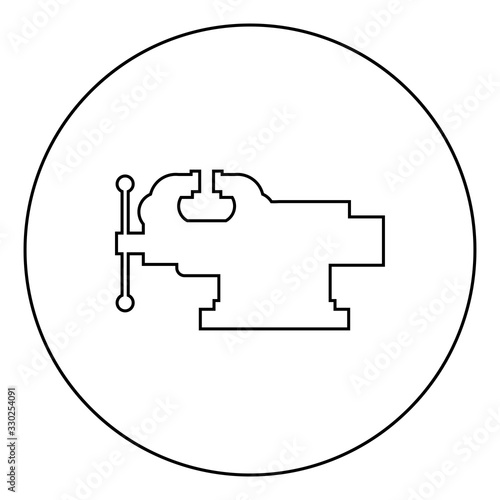 Vice Jaw vise Repair clamp tool icon in circle round outline black color vector illustration flat style image