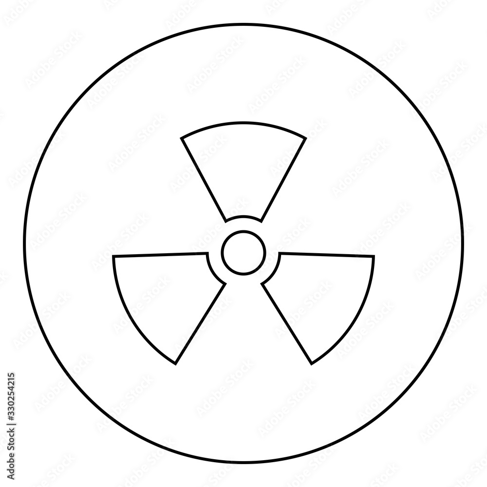 Radioactivity Symbol Nuclear sign icon in circle round outline black color vector illustration flat style image Radioactivity Symbol Nuclear sign icon in circle round outline black color vector illustration flat style image