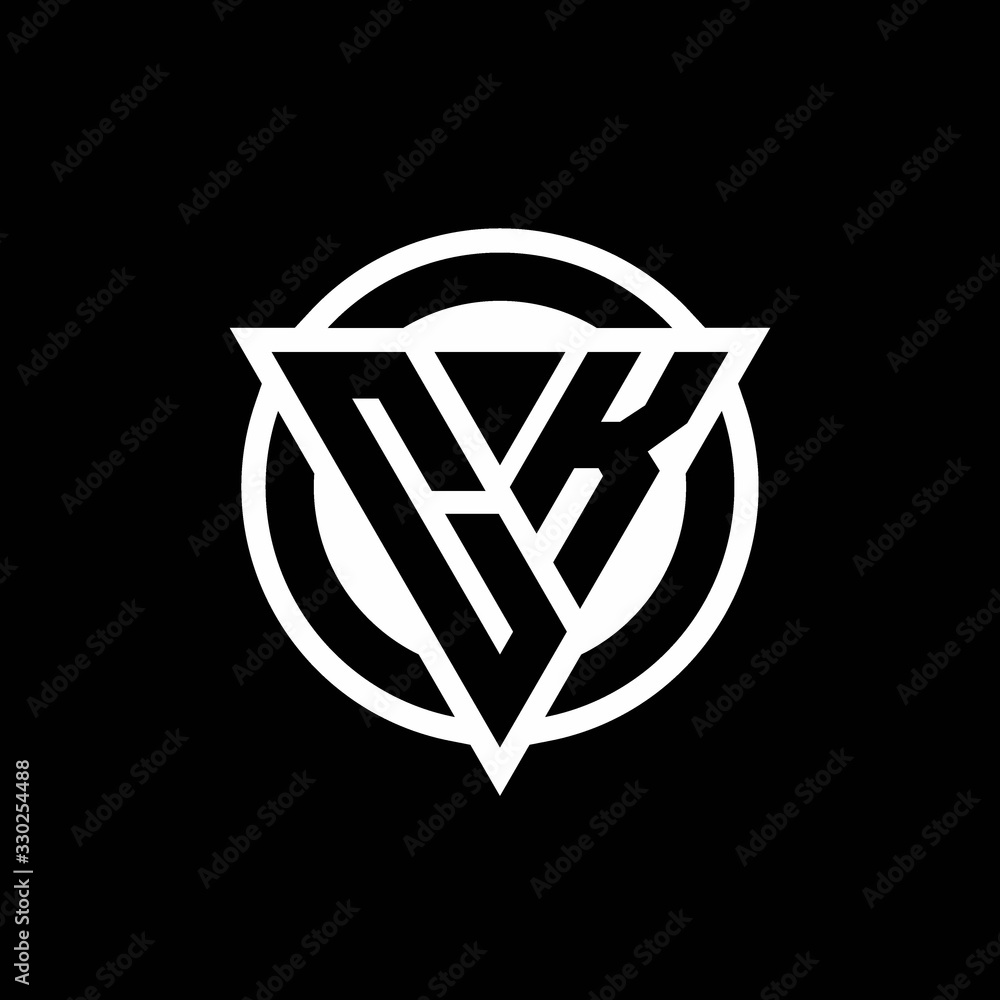 CK logo with negative space triangle shape and circle rounded CK logo with negative space triangle shape and circle rounded