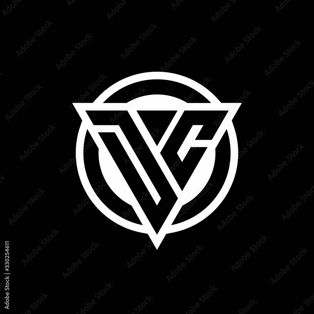 DC logo with negative space triangle shape and circle rounded DC logo with negative space triangle shape and circle rounded