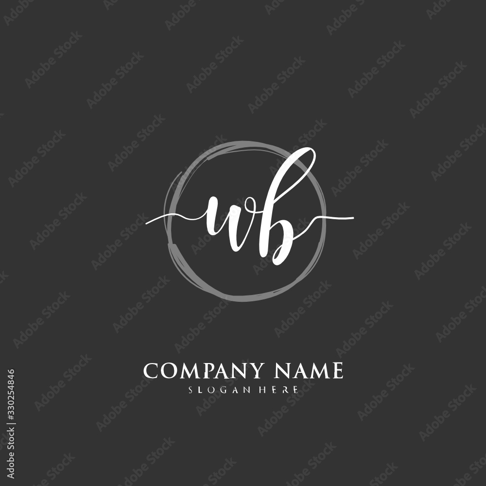 Handwritten initial letter W B WB for identity and logo. Vector logo template with handwriting and signature style. Handwritten initial letter W B WB for identity and logo. Vector logo template with handwriting and signature style.