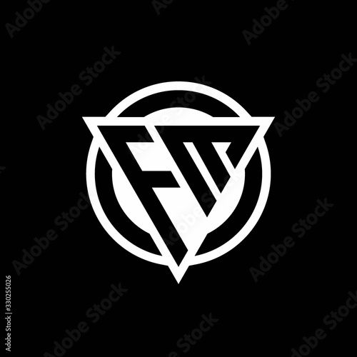 FM logo with negative space triangle shape and circle rounded