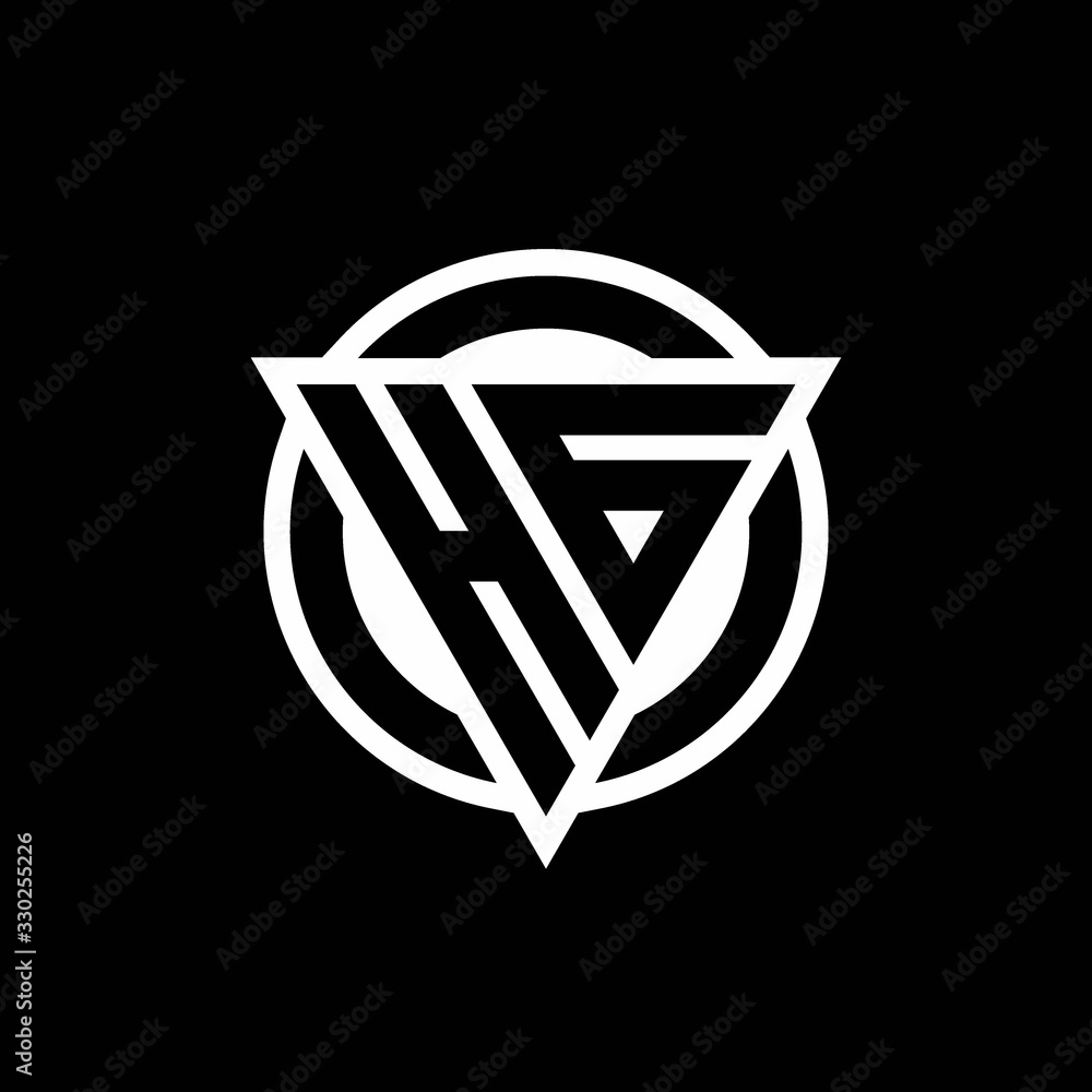 HG logo with negative space triangle shape and circle rounded HG logo with negative space triangle shape and circle rounded