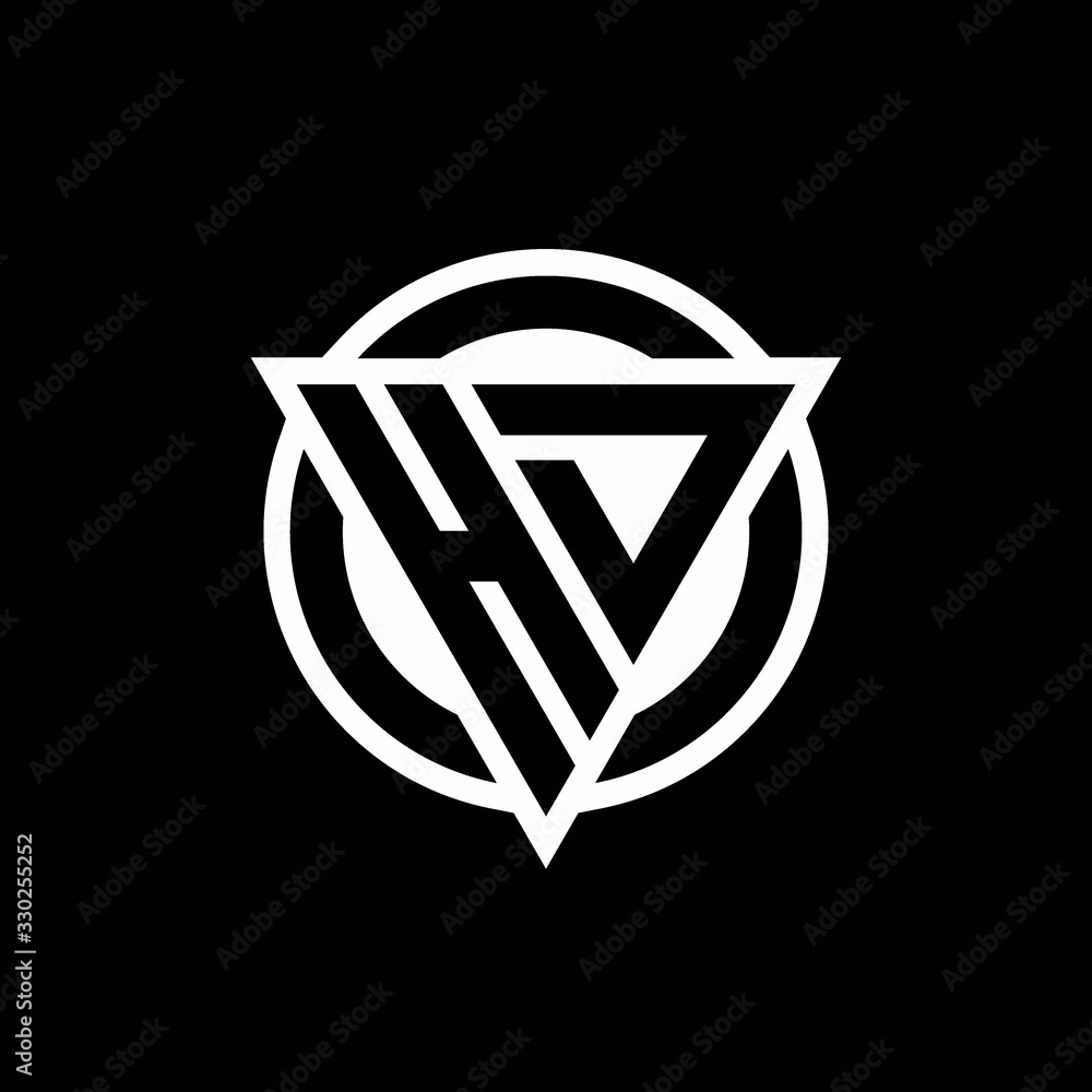 HD logo with negative space triangle shape and circle rounded Stock ...