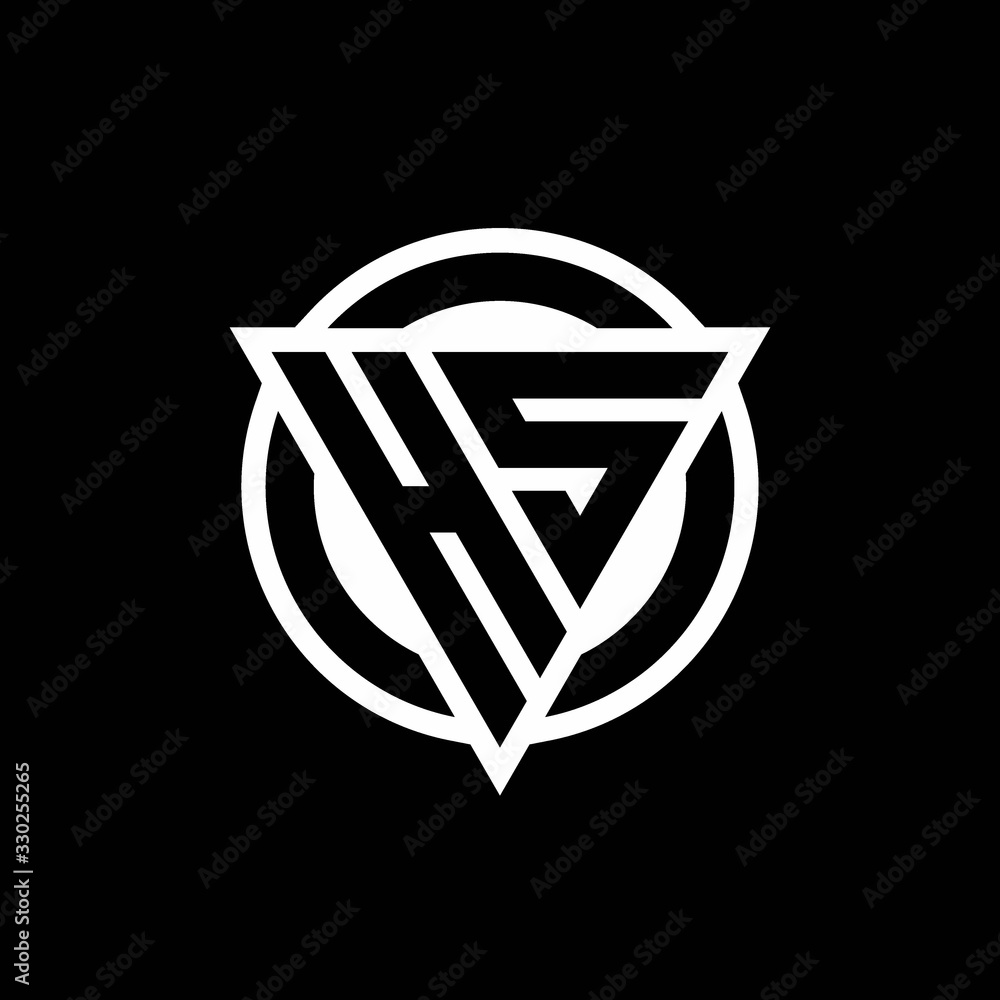 HS logo with negative space triangle shape and circle rounded