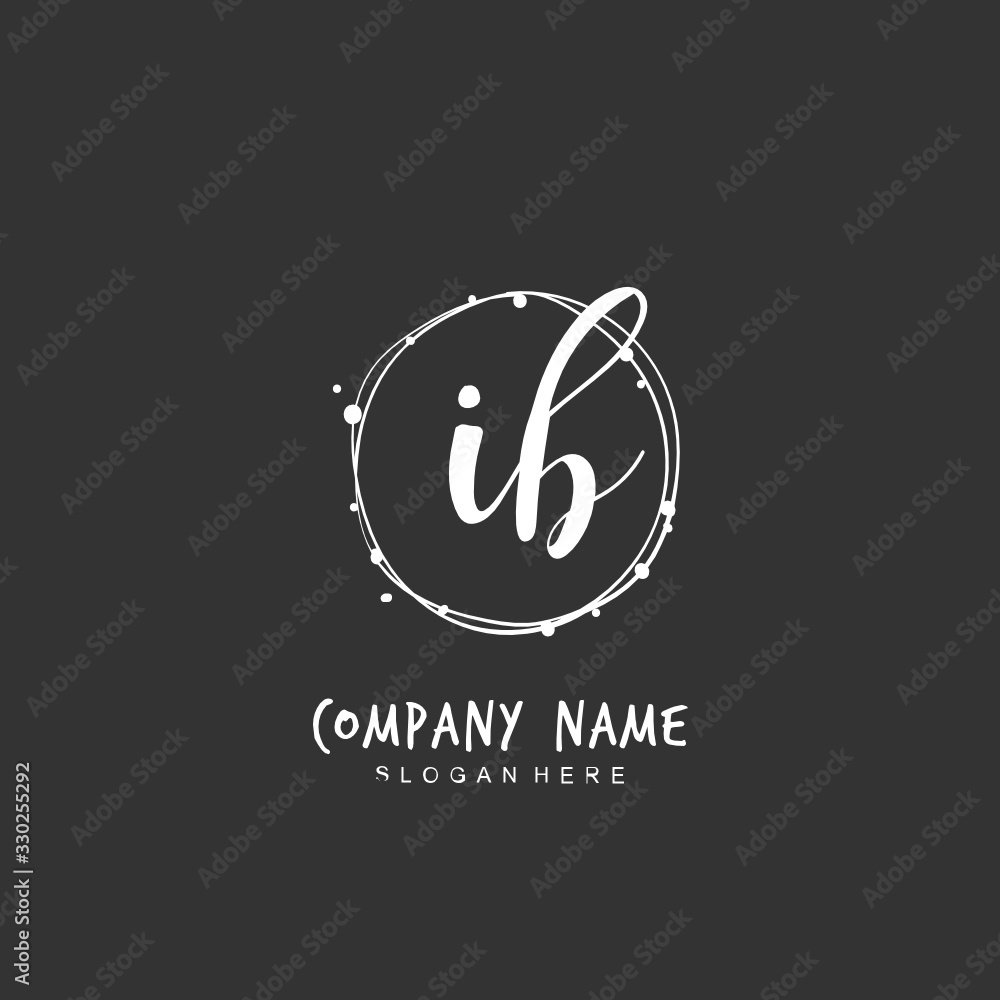 Handwritten initial letter I B IB for identity and logo. Vector logo template with handwriting and signature style. Handwritten initial letter I B IB for identity and logo. Vector logo template with handwriting and signature style.