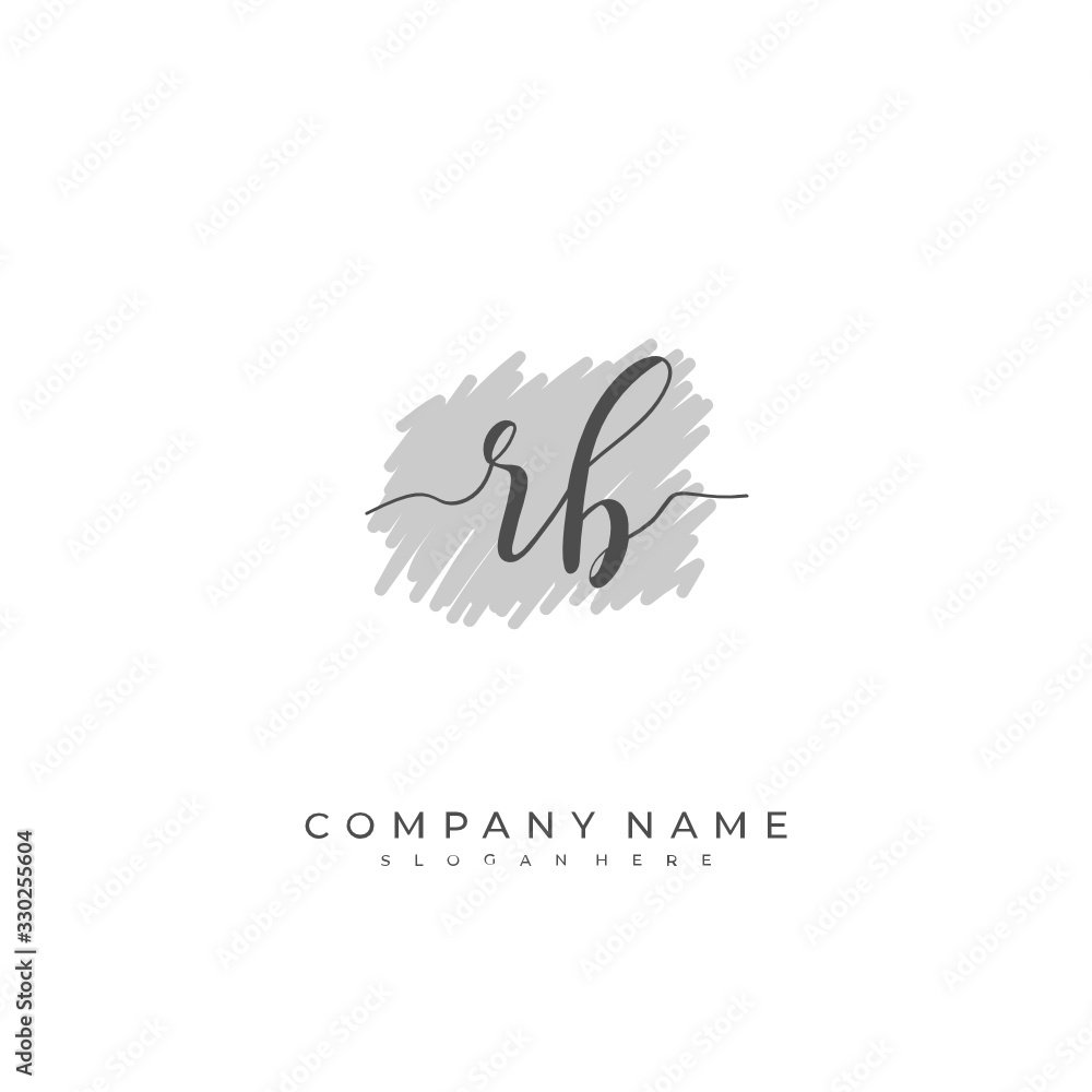 Handwritten initial letter R B RB for identity and logo. Vector logo template with handwriting and signature style.