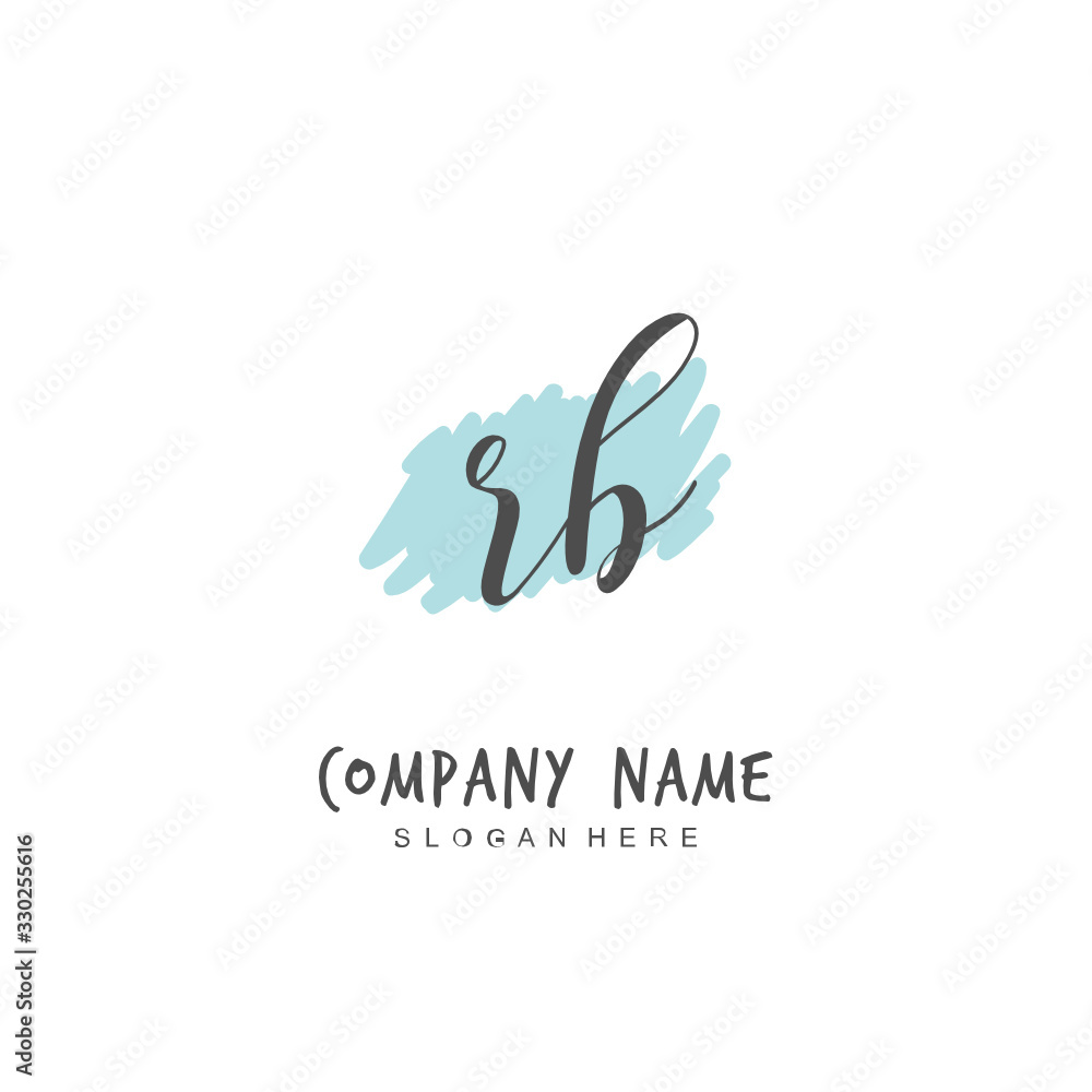 Fototapeta premium Handwritten initial letter R B RB for identity and logo. Vector logo template with handwriting and signature style.