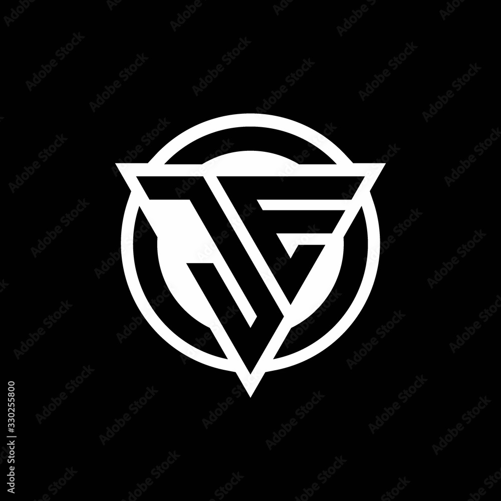 JE logo with negative space triangle shape and circle rounded JE logo with negative space triangle shape and circle rounded