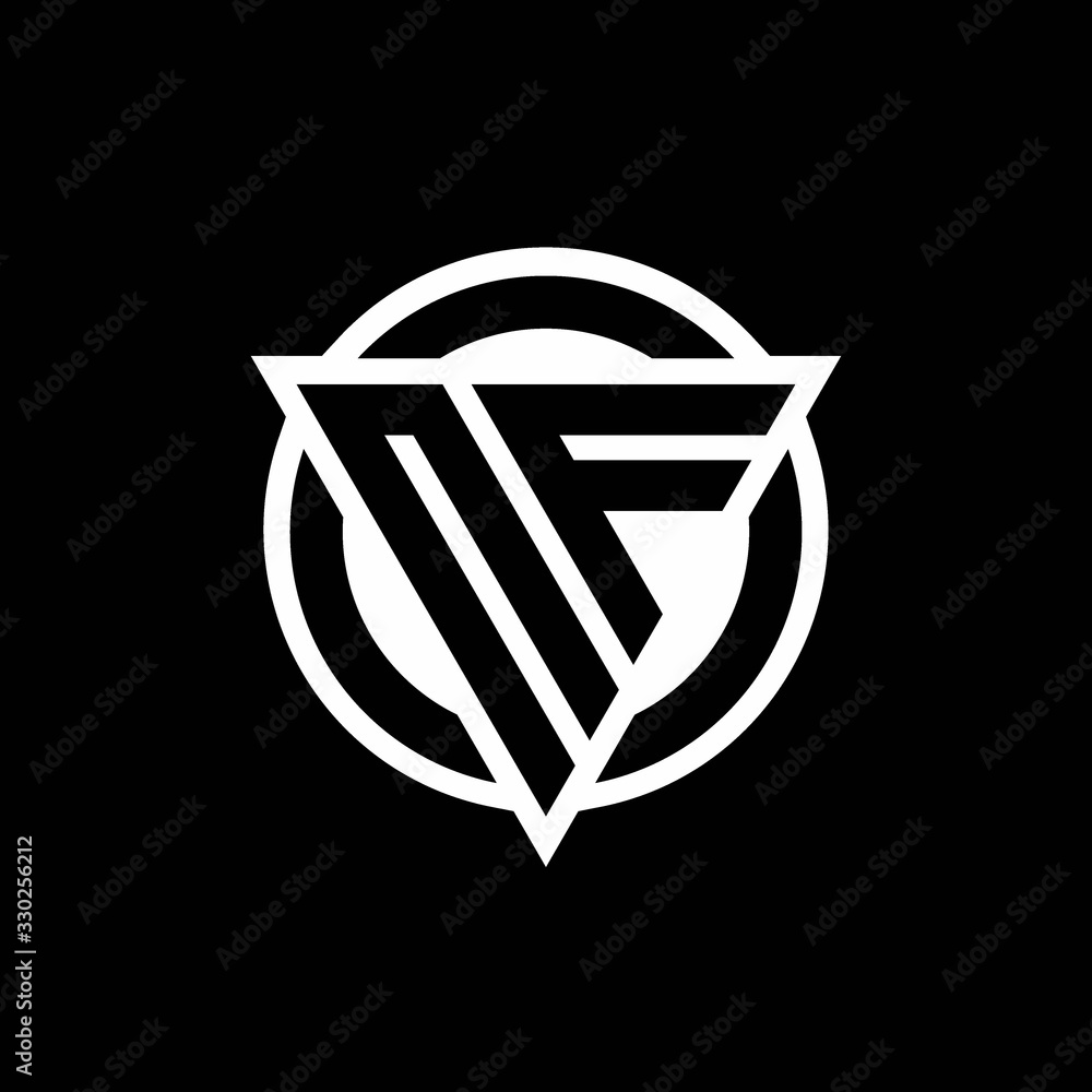 NF logo with negative space triangle shape and circle rounded NF logo with negative space triangle shape and circle rounded
