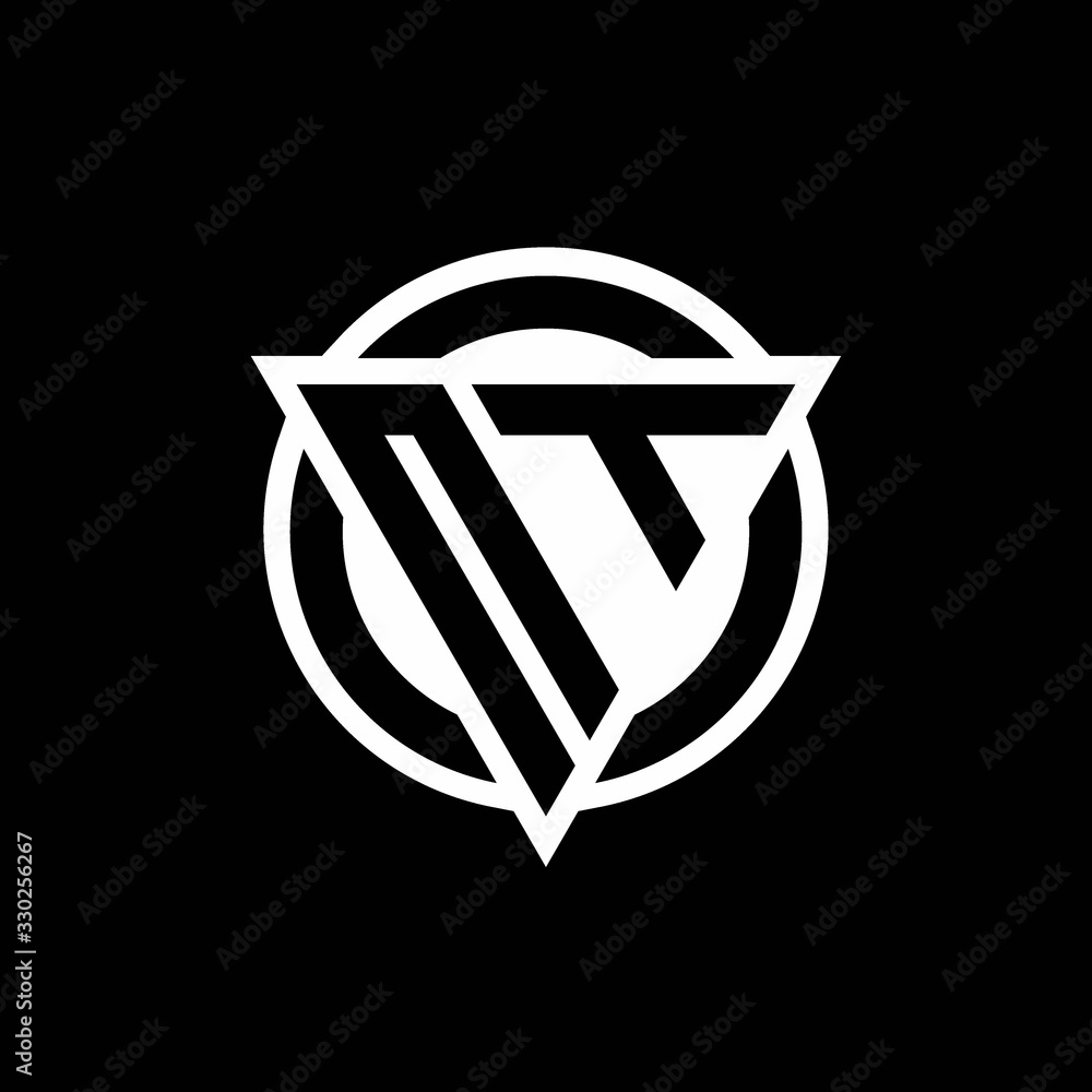NT logo with negative space triangle shape and circle rounded NT logo with negative space triangle shape and circle rounded