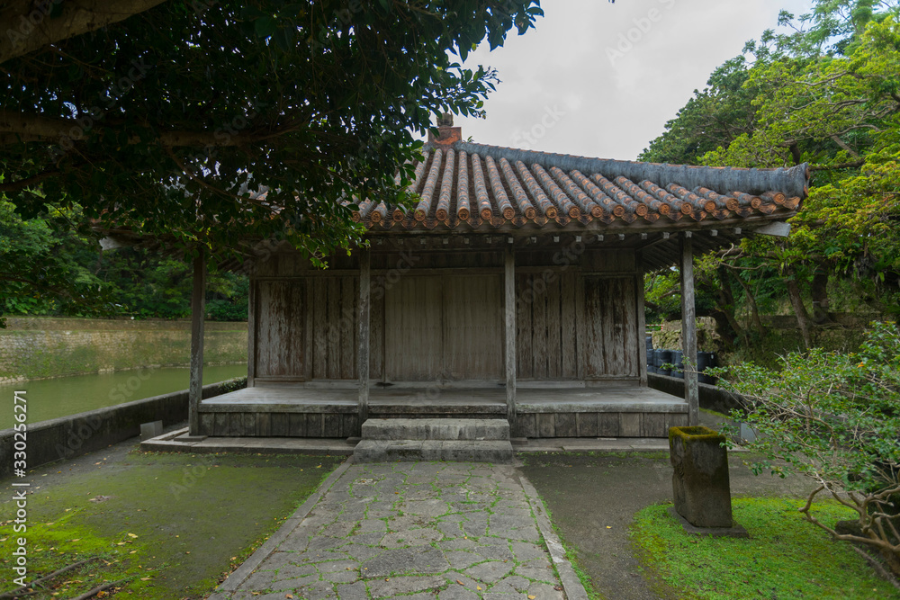 Benzaitendo temple and the pond at Shuri Castle, Naha city, Okinawa, Japan.