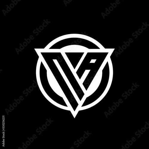 NA logo with negative space triangle shape and circle rounded