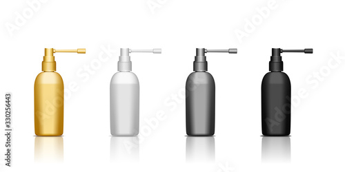 Set of realistic realistic plastic spray bottle for throat disease treatment