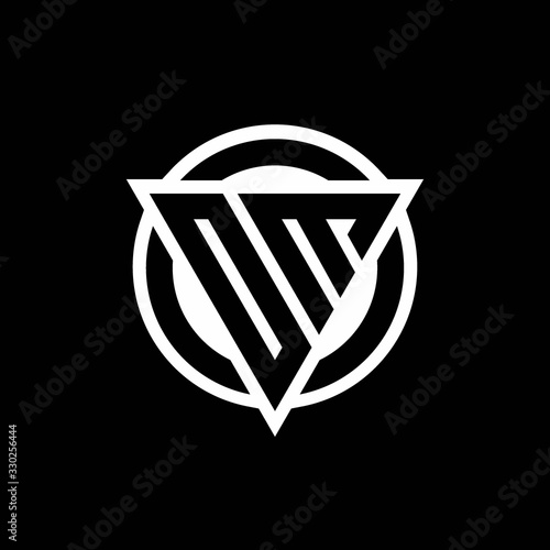 OM logo with negative space triangle shape and circle rounded