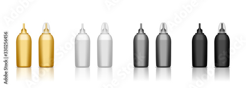 Set of realistic realistic plastic or aluminum nasal spray bottle