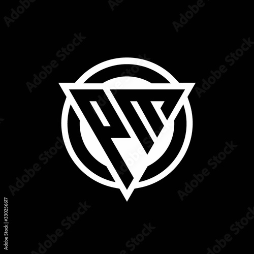 PM logo with negative space triangle shape and circle rounded