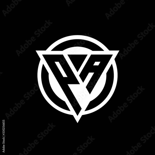 PA logo with negative space triangle shape and circle rounded