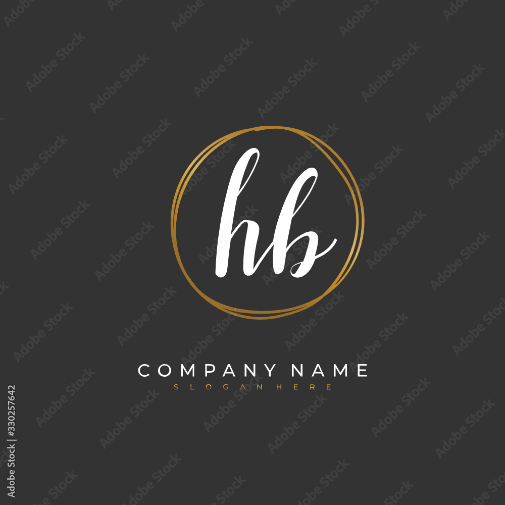 Handwritten initial letter H B HB for identity and logo. Vector logo template with handwriting and signature style.