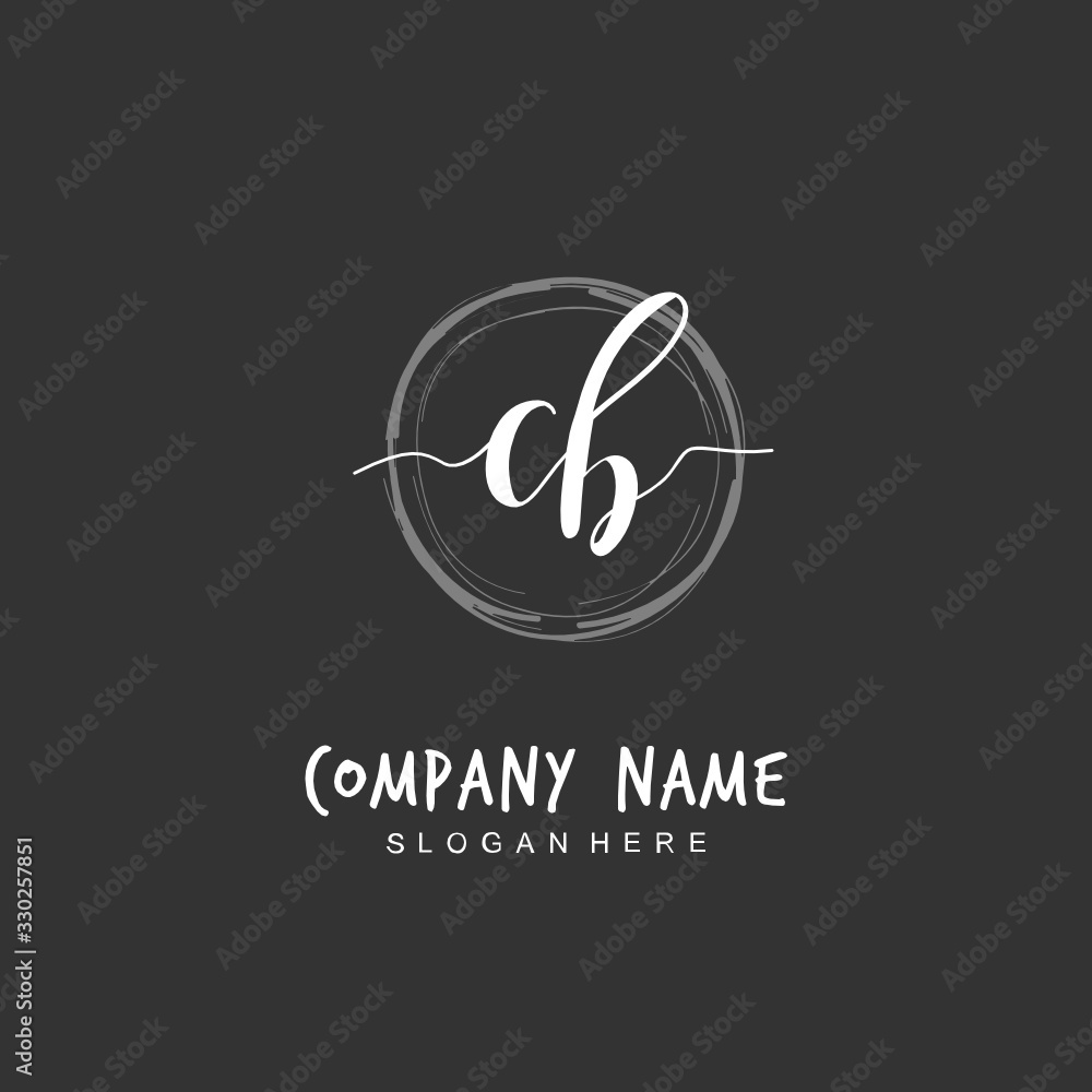 Fototapeta premium Handwritten initial letter C B CB for identity and logo. Vector logo template with handwriting and signature style.