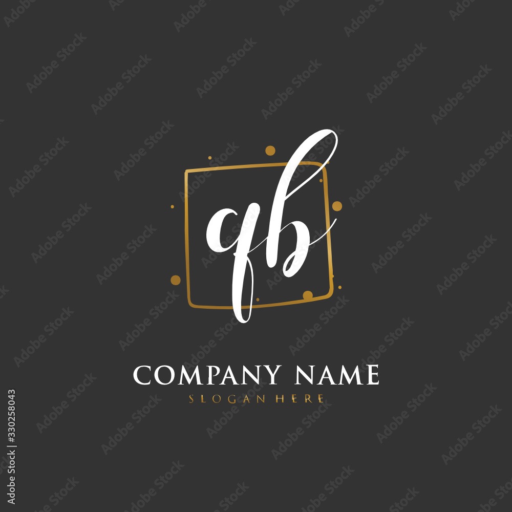Handwritten initial letter Q B QB for identity and logo. Vector logo template with handwriting and signature style. Handwritten initial letter Q B QB for identity and logo. Vector logo template with handwriting and signature style.