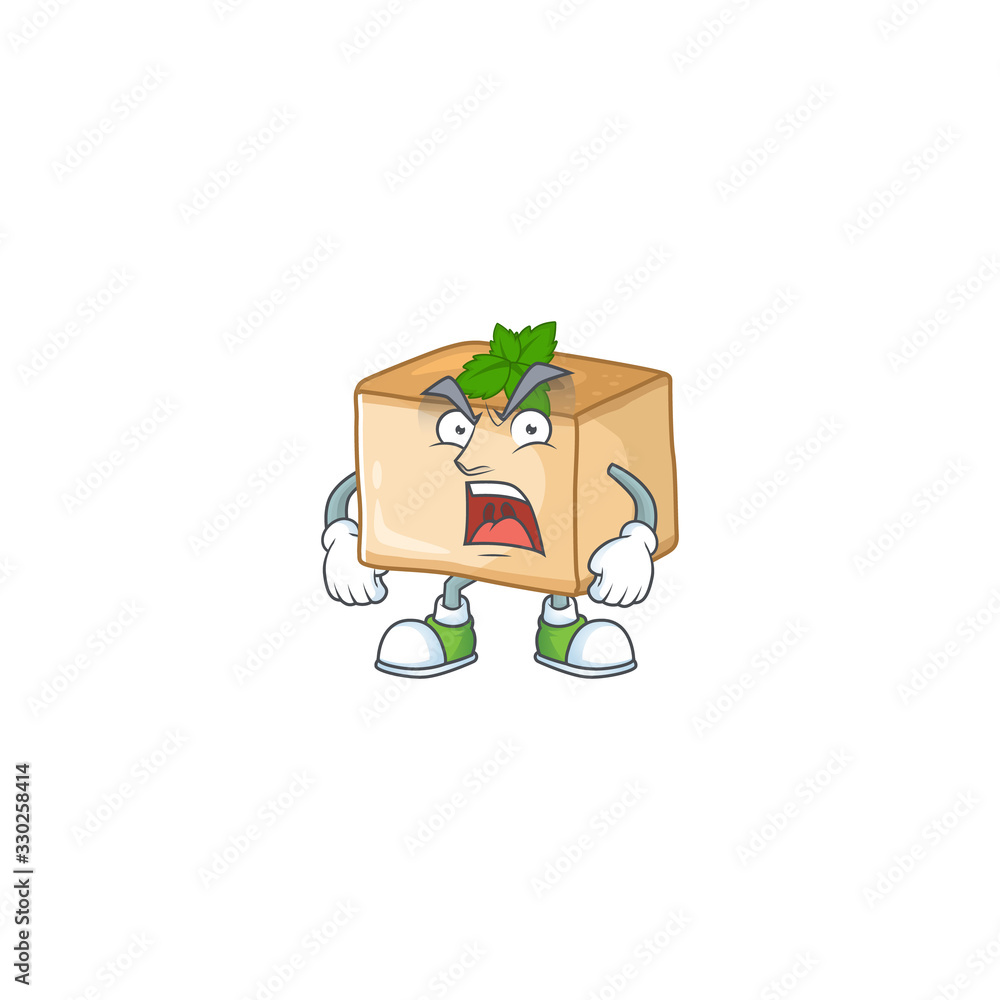 Basbousa mascot design concept showing angry face Basbousa mascot design concept showing angry face