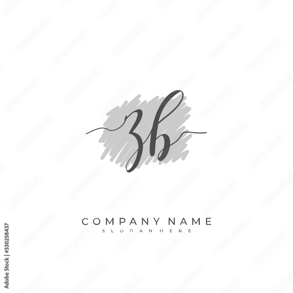Handwritten initial letter Z B ZB for identity and logo. Vector logo template with handwriting and signature style.