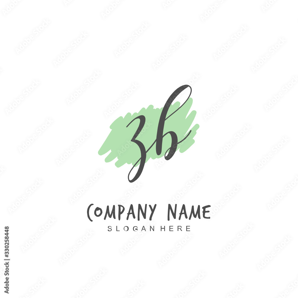 Fototapeta premium Handwritten initial letter Z B ZB for identity and logo. Vector logo template with handwriting and signature style.