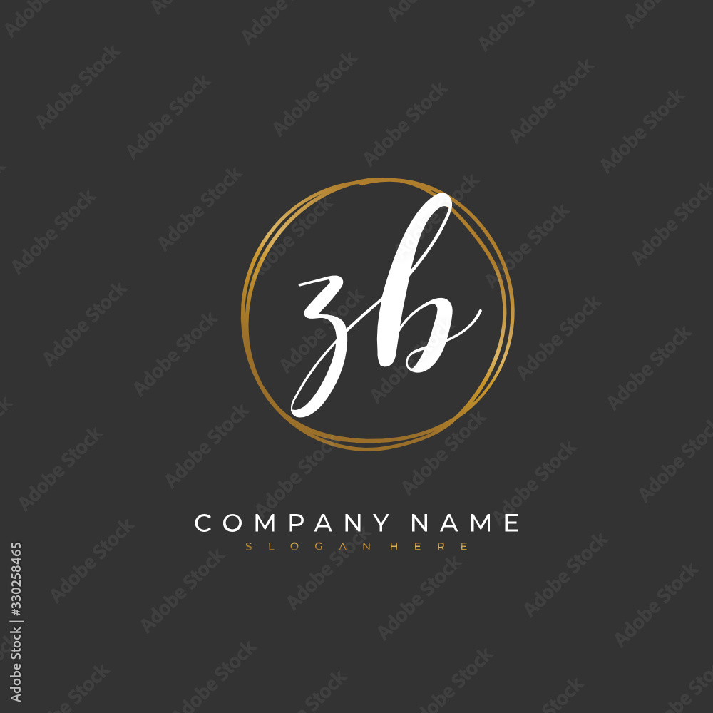 Handwritten initial letter Z B ZB for identity and logo. Vector logo template with handwriting and signature style. Handwritten initial letter Z B ZB for identity and logo. Vector logo template with handwriting and signature style.