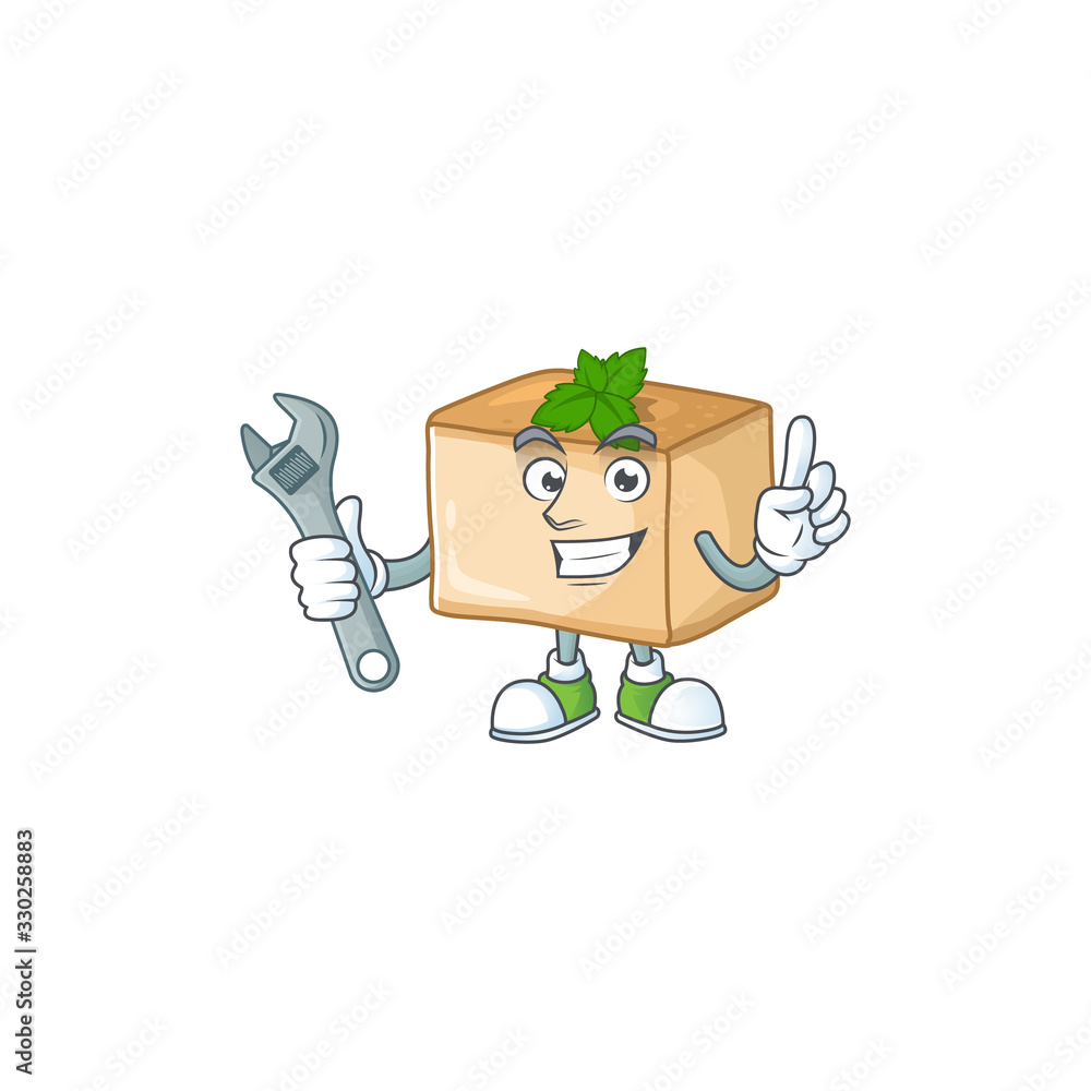 Cartoon mascot design concept of basbousa mechanic