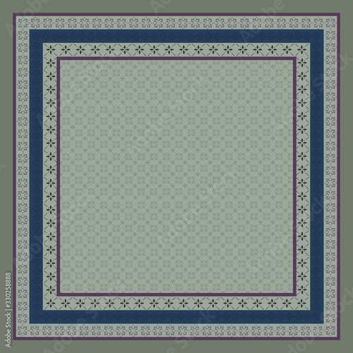 silk square scarf with frame pattern design