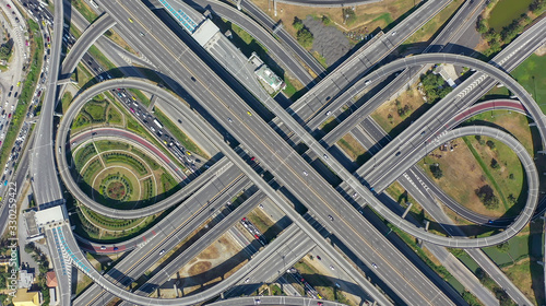 Aerial view car traffic 