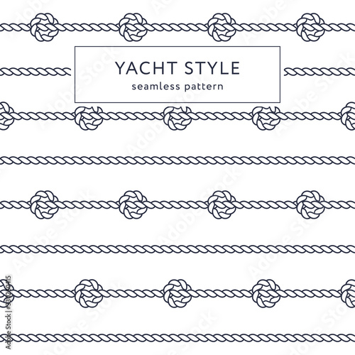 Nautical rope seamless pattern. Yacht style design. Vintage decorative background. Template for prints, wrapping paper, fabrics, covers, flyers, banners, posters and placards. Vector illustration. 