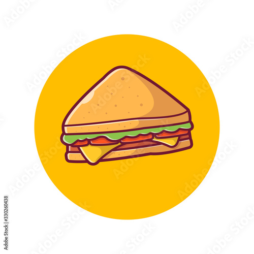 Sandwich Vector Icon Illustration. Ham And Swiss Cheese Sandwich, Food Icon Concept White Isolated. Flat Cartoon Style Suitable for Web Landing Page, Banner, Sticker, Background