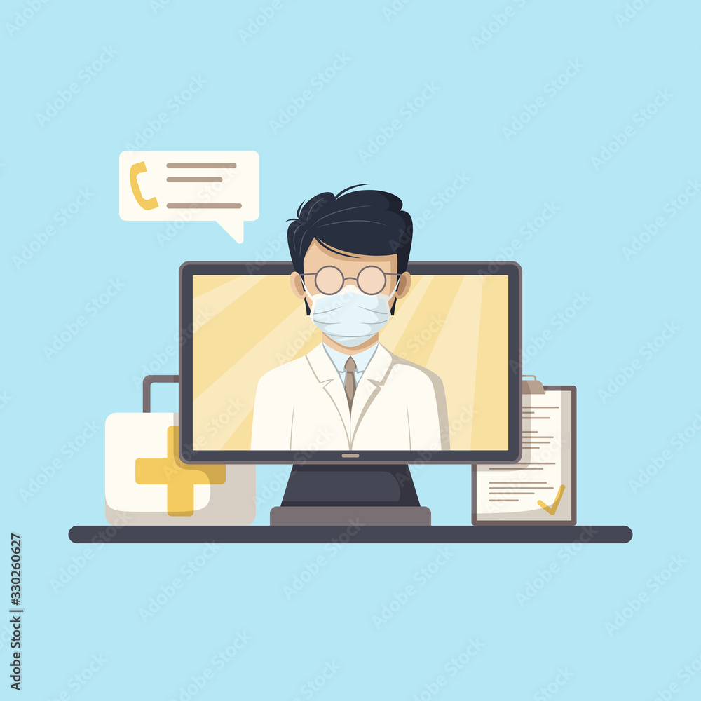 Medical concept infographics. Digital consultation hour with a doctor. For workspace, web, background and templates. Vector illustration with separate layers. Medical concept infographics. Digital consultation hour with a doctor. For workspace, web, background and templates. Vector illustration with separate layers.