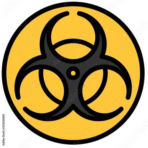 Biological hazard sign vector illustration, filled style icon