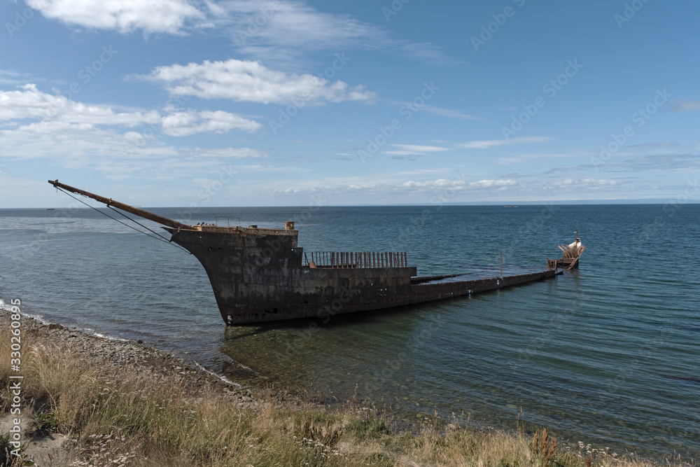 Wreck of the Lord Lonsdale ship at Punta Arenas, Patagonia, Chile