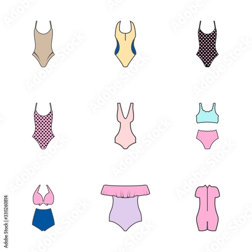 a set of vector swimsuits for women