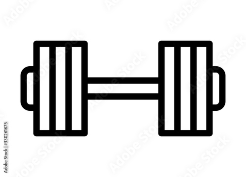 Heavy dumbbell or dumbells weight training equipment line art vector icon for exercise apps and websites