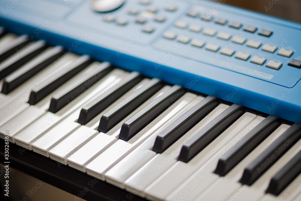 Synthesizer Keyboard, Blue Synthesizer, Music Recording Synthesizer Keyboard, Blue Synthesizer, Music Recording
