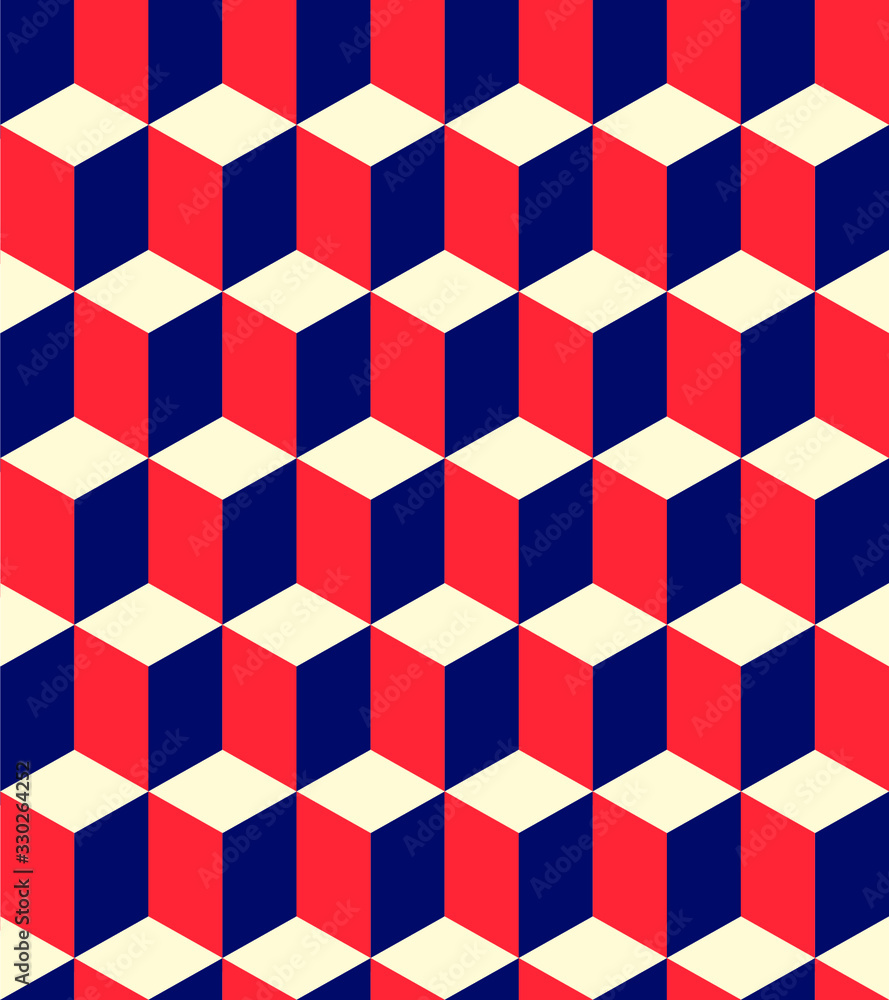 Retro Style Red & Navy Blue - Pattern cube background Retro Style Red & Navy Blue - Pattern cube background