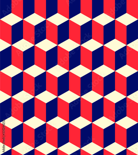  Retro Style Red   Navy Blue - Pattern cube background