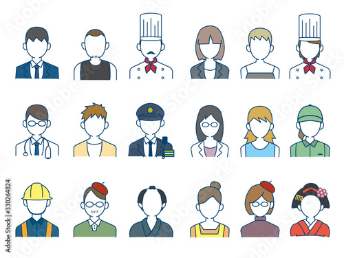 働く人々のアイコンイラストセット