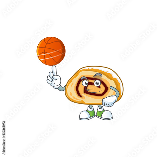 Attractive swiss roll cartoon design with basketball