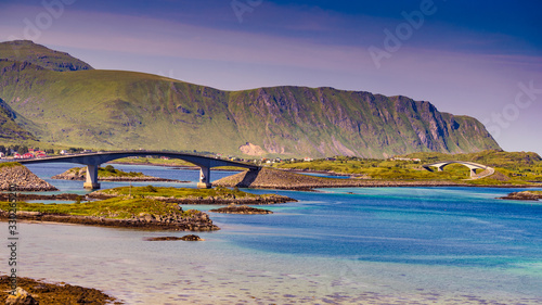 Road and bridge over sea., Lofoten Norway