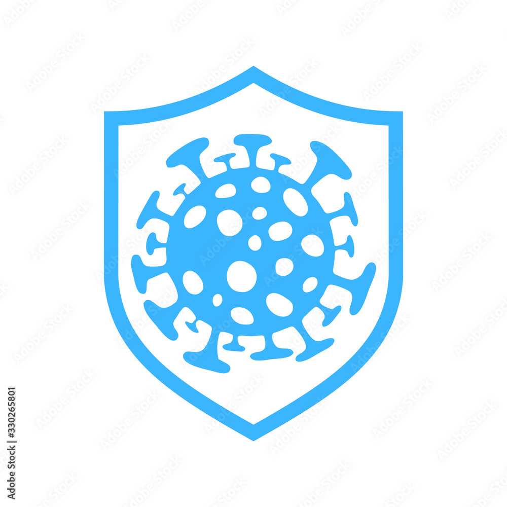 Blue quarantine shield for virus sign Blue quarantine shield for virus sign
