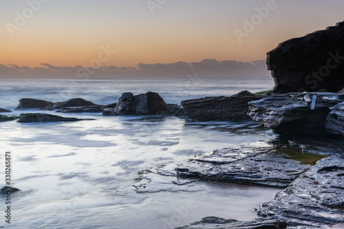 Soft Pale Sky Autumn Sunrise by the Sea