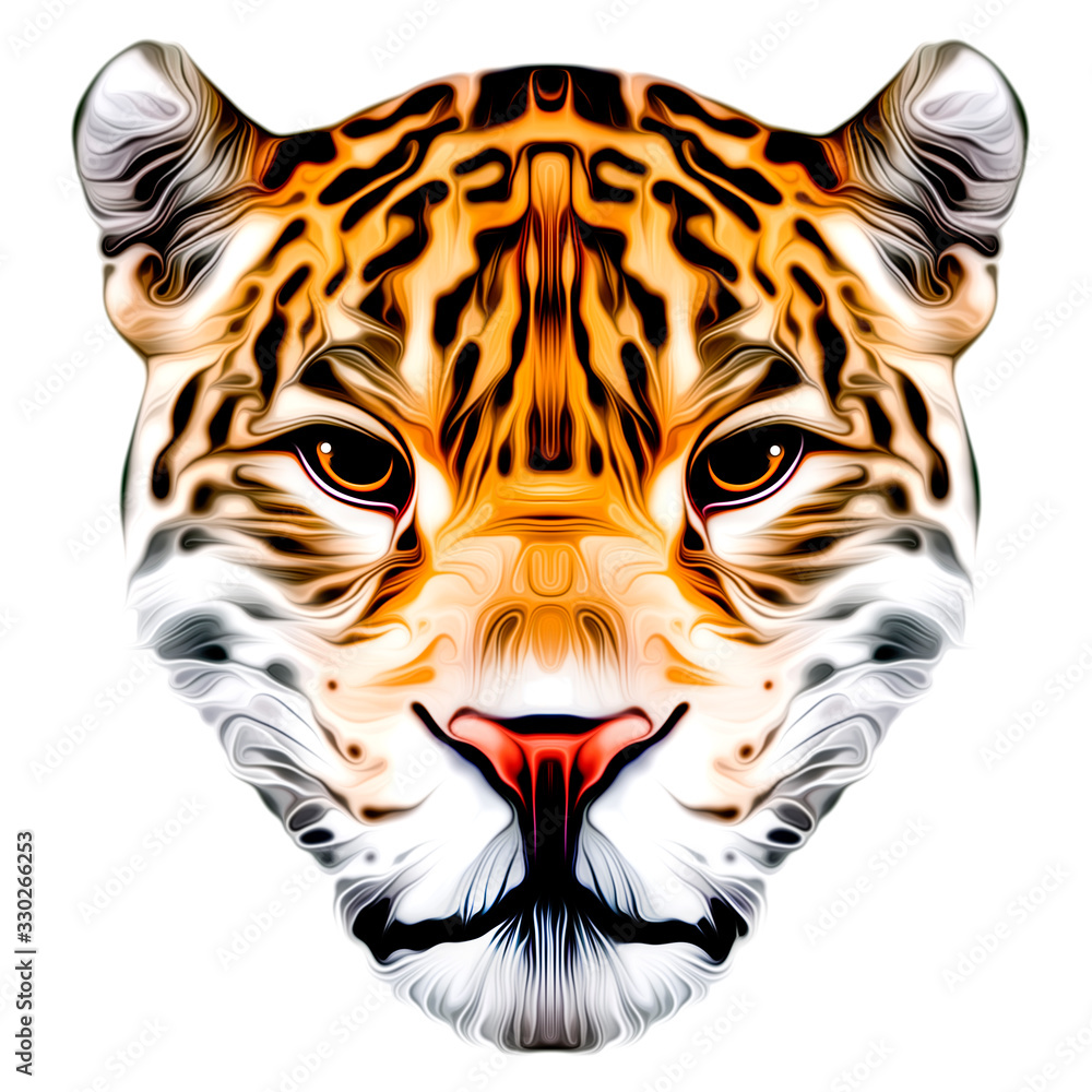 Fototapeta premium Tiger head with creative abstract element on background