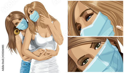 Women with masks on their faces